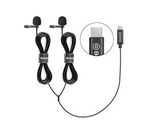 BOYA BY-M3D Microphone numérique à Pince omnidirectionnel Double Lavalier avec connecteur USB Type-C Compatible avec iPad Pro, Samsung Galaxy, Huawei, Autres Smartphones de Type USB-C