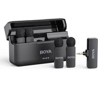 Boya BY-V4 - Micro sans fil 4 canaux, TRS 3,5 mm, réduction de bruit.