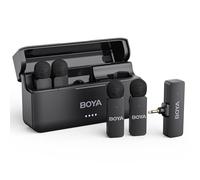 BOYA BY-V4 Microphone sans fil pour appareil photo, sortie mono 4 canaux, mini microphone pour appareil photo avec TRS 3,5 mm, micro cravate sans fil pour 4 personnes, suppression du bruit, micro à