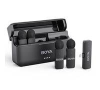 BOYA BY-V4D Microphone sans fil pour appareil photo, sortie mono 4 canaux, mini microphone pour appareil photo avec TRS 3,5 mm, micro cravate sans fil pour 4 personnes, suppression du bruit, micro à