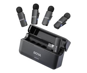 BOYA BY-V4U Micro Cravate sans Fil pour iPhone 15/16/17, Android | Sortie Mono 4 Canaux, Mini Micro sans Fil USB-C, 48 KHz/16 Bit, Réduction du Bruit