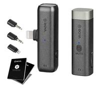 BOYA BY-WM3D Microphone sans fil 2,4 GHz avec adaptateur iOS certifié MFI, adaptateur TRS et TRRS 3,5 mm et étui de chargement compatible avec iPhone iOS, DSLR et caméscopes