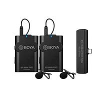 BOYA by-WM4 Pro Système de Microphone Lavalier sans Fil 2 émetteurs avec récepteur de connecteur USB Type-C pour Samsung Huawei iPad Appareils Android Smartphone Diffusion en Direct Vlogging
