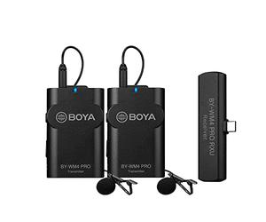 BOYA by-WM4 Pro Système de Microphone Lavalier sans Fil 2 émetteurs avec récepteur de connecteur USB Type-C pour Samsung Huawei iPad Appareils Android Smartphone Diffusion en Direct Vlogging