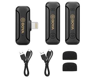 BOYA Double Microphone Lavalier sans Fil pour iPhone 14 iPad, BY-WM3T2 D2 Système de Microphone portatif sans Fil pour Enregistrement, Diffusion en Direct, Youtube, TikTok, Facebook