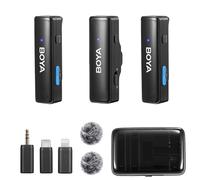 BOYA Link Microphone cravate sans fil pour iPhone, smartphone Android et appareil photo, suppression du bruit, 10 h, 100 m, 3,5 mm USB de type C Lightning sans fil pour enregistrement vidéo