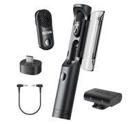 BOYA Magic Micro Cravate sans Fil pour Caméra, iPhone15/16, Android(Sans Support)à clipser, à main, de bureau, sur caméra 4 Formes Mini Microphone pour Vlog, Streaming, TikTok, YouTube(2TX+2RX)