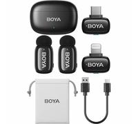 Boya Micro lavalier sans fil Mini 2-01 – réduction du bruit AI – 2TX+1RX USB-C/Lightning Noir