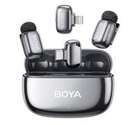 BOYA Mini 2 Micro Cravate sans Fil pour iPhone 7-17, Android, 5g, 48 kHz/24 Bit, Mini Micro sans Fil USB-C, Lightning, Anti-Bruit 40dB, 100m, 30h, Microphone Lavalier Compact pour Streaming
