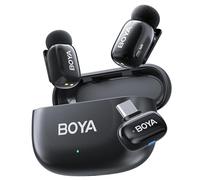 BOYA Mini 2 Micro Cravate sans Fil USB-C pour Android/iPhone 15/16/17, 2 Micros Ultra-Mini avec Réduction de Bruit par IA 40dB, 48kHz/24Bit Contrôle par App, Micro sans Fil pour TikTok Youtube