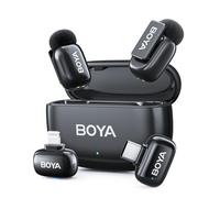 BOYA Mini 2 Micro Cravate sans Fil USB-C pour Android/iPhone, 2 Micros Ultra-Mini avec Réduction de Bruit par IA 40dB, 48kHz/24Bit Contrôle par App, Micro sans Fil pour Vlogging TikTok Youtube