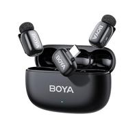 BOYA Mini Micro Cravate sans Fil pour iPhone 15/16/17, Android, USB-C | 5g, 48kHz/24Bit, Mini Micro Sans Fil, Anti-Bruit 40dB, 100m, 30 h, Microphone Lavalier Compact pour Interview, Noir