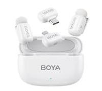 BOYA Mini Micro, Micro Cravate sans Fil pour iPhone 7-16, Android, Microphone Cravate USB-C Ultraléger (5 g), Portée de 100 m, Autonomie de 30 h, Microphone Lavalier Compact pour Interview, Blanc