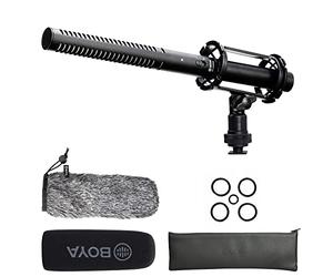 BOYA News Gathering Interview Shotgun Microphone XLR pour Canon, BY-BM6060 Pro Micro perche de qualité diffusion avec pare-brise et support anti-choc pour caméscopes Sony Canon 6D Nikon D800 YouTube