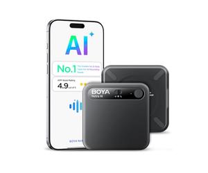 BOYA Notra Enregistreur Vocal AI, Capture 3 Modes - Ambiance/Appel téléphonique/Bluetooth, Transcription IA et résumé Intelligent, Prend en Charge Plus de 140 Langues, Stockage de 64 Go, Prise de