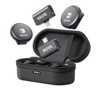 BOYA OMIC Microphone sans fil pour iPhone, Android avec Lightning, prise USB-C, suppression du bruit, autonomie de 15 h, portée de 50 m, enregistrement vidéo du micro iPhone, vlogging (noir)