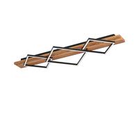 Eglo Plafonnier LED Boyal, lampe de plafond à 3 carrés lumineux, éclairage pour de salon et chambre, luminaire en bois rustique et métal noir, lcertifiée FSC, blanc chaud, 101 cm