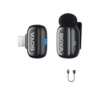 Boyamini Micro Lavalier sans Fil pour iPhone/iPad Mfi Certified Lightning Plug, AI Voice Change, Ultra Mini Microphone pour TikTok Youtube Content Creators