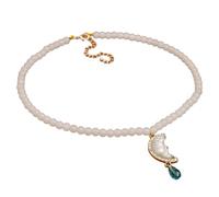 BOYANDM Ensemble collier et boucles d'oreilles avec breloque vintage blanche pour collier élégant et tendance, One Size, Comme décrit, Comme décrit.