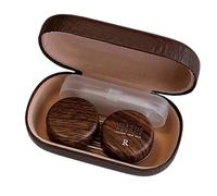 BOYANDM Étui à lentilles de contact en cuir synthétique avec outil de port et pince à épiler, support compact de voyage pour un usage quotidien étanche, marron foncé, Voyage compact