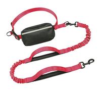 BOYANDM Laisse pour chien à double poignée rembourrée avec crochet en métal et ceinture réglable pour les grandes races, la course à pied, l'entraînement à la taille, laisse réglable avec poche