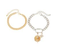 BOYANDM Lot de 2 bracelets tendance en forme d'étoile avec strass et chaîne mixte, polyvalent, pour la mode urbaine, design unisexe