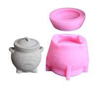 BOYANDM Moules en résine sur le thème de la sorcière avec couvercle multi-usages en silicone pour tasse, boîte à bijoux, décoration de vacances, moule chaudron de sorcière en silicone pour plâtre