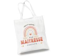 BOYATONG Cadeau Maitresse d'École Tote Bag, Cadeau Fin d'Année, Merci Maitresse, Sac Coton pour Enseignante