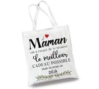 BOYATONG Cadeau Maman, Cadeau Anniversaire Maman, Tote Bag Femme, Fourre Tout en Coton Trousse de Maquillage, Cadeau Femme pour Anniversaire Noël Fête des mères Départ Boutique Supermarché