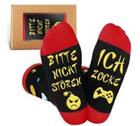 BOYATONG Chaussettes amusantes avec inscription en allemand « Bitte nicht STÖREN ICH ZOCKE, Zocker Gaming Geschenk mit Exquisite Verpackungsbox, Geschenke für Männer Jungs Teenager Weihnachten