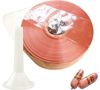 Boyau De Saucisse Non Comestible avec Entonnoir, Boyaux De Saucisse en Plastique De Qualité Alimentaire Outil De Cuisson De Transformation des Aliments De Viande, Translucent, 85mm-50m