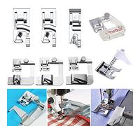 BoYeeBo Lot de 8 pieds presseurs pour ourlet roulé, 3 pieds presseurs pour ourlet roulé étroit, pied presseur réglable, pied biais pour machine à coudre à tige basse