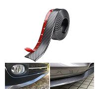 BoYeeBo Protection de pare-chocs avant de voiture universelle auto-adhésive avec séparateur de carrosserie, jupe et lèvre de spoiler en caoutchouc, 2,5 m/8,2 pieds (fibre de carbone-noir)