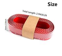 BoYeeBo Protection Universelle pour Pare-Chocs Avant de Voiture, Auto-adhésive, Spoiler de carrosserie, Jupe de Pare-Chocs en Caoutchouc, 2,5 m (Fibre de Carbone-Rouge)