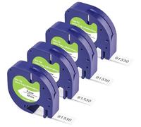 BOYEEZON White Paper 91220 Lot de 4 rubans d'étiquettes compatibles Dymo LetraTag 12 mm x 4 m Noir sur blanc Remplacement pour ruban d'étiquettes Dymo Letratag LT-100H (Plus) XR XM LT-100H LT-100T