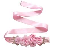 Boyfriend Cardig Dames Cristal Strass Ceinture Fleurs De Mariage Ceinture De Mariée Perle Belt Satin Ruban Bijoux Waistband Robe De Soirée Robe De Demoiselle d'honneur Rose