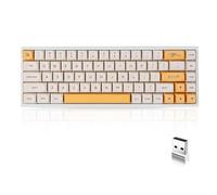 BOYI WK68 Clavier mécanique sans fil, 65 % remplaçable à chaud BT5.0/2,4G/filaire de type C, clavier de jeu RVB trimode PBT, clavier XDA à sublimation PBT pour Mac/Win (couleur lait miel, interrupteur