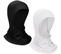 Boyiee 2 Pièces Bonnets Hijab Extensible Cagoule Écharpe Musulman Pour Femme (Noir, Blanc)