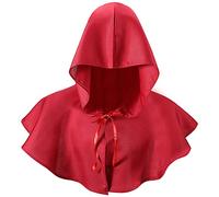 Boyiee Chapeau à Capuche Halloween Chapeau à Capuchon Médiéval Vintage Cape Médiévale à Capuche Unisexe Cape à Capuche Halloween Païenne Costume de Cosplay de Poncho Halloween (Rouge)