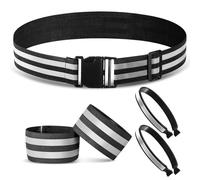 Boyiee Ensemble de Bandes Réfléchissantes Inclus Brassard Réfléchissant Ceinture de Sécurité Réfléchissante Pince à Pantalon Ensemble Jogging Réflecteur pour Faire du Vélo Faire du Jogging(Noir)