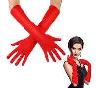 Boyiee Gants Longs d'Opéra Jusqu'aux Coudes 41 cm Gants Élastiques pour Costumes Fête Mariage Hommes Femmes(Rouge)