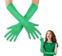 Boyiee Gants Longs d'Opéra Jusqu'aux Coudes 41 cm Gants Élastiques pour Costumes Fête Mariage Hommes Femmes(Vert)