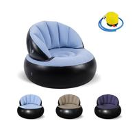 BOYIFEIJIE Canapé gonflable avec pompe - Canapé gonflable étanche avec surface floquée - Fauteuil lounge pour camping, plage et salon - Pouf portable pour adultes et enfants (bleu clair)