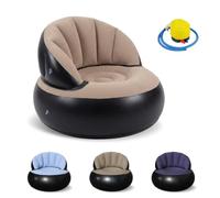 BOYIFEIJIE Canapé gonflable avec pompe - Canapé gonflable étanche avec surface floquée - Fauteuil lounge pour camping, plage et salon - Pouf portable pour adultes et enfants (gris)