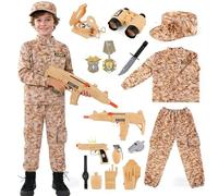 BOYIFEIJIE Costume militaire pour enfant, uniforme d'armée, cosplay, jouet militaire, chapeau de camouflage avec pistolet talkie-walkie pour garçons et filles (pays (3-4 A), taille XS