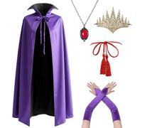 Boyigog Wicked Queen - Costume de costumade 6 pièces avec couronne collier, gants, ceinture pour adulte, Halloween, carnaval, cosplay, cape violette