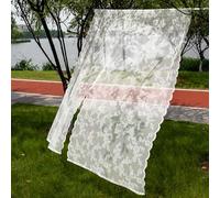 BOYOUTH Ensemble de rideaux en dentelle tricotée à motif floral de roses vintage romantique, poches à tringle, voilages ondulés en voile pour la chambre, le bureau, le salon, 99,1 par 200,7 cm, blanc