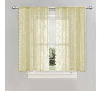 BOYOUTH Lot de 2 rideaux en dentelle tricotée à motif floral romantique vintage avec passe-tringle pour chambre à coucher, bureau, salon, 76,2 x 99,1 cm, beige