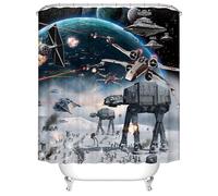 BOYOUTH Rideau de douche en polyester imperméable avec 12 crochets, motif guerre spatiale et espace pour salle de bain, 183 x 213 cm, multicolore