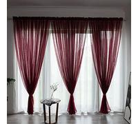 BOYOUTH Rideaux en voile de couleur unie, gaze avec passe-tringle pour fenêtre, pour chambre, salon, hôtel, rouge vin, 1 panneau, 99 x 269 cm